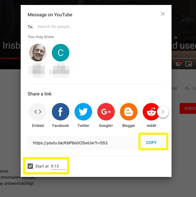 Länka till en viss plats i YouTube-filmen